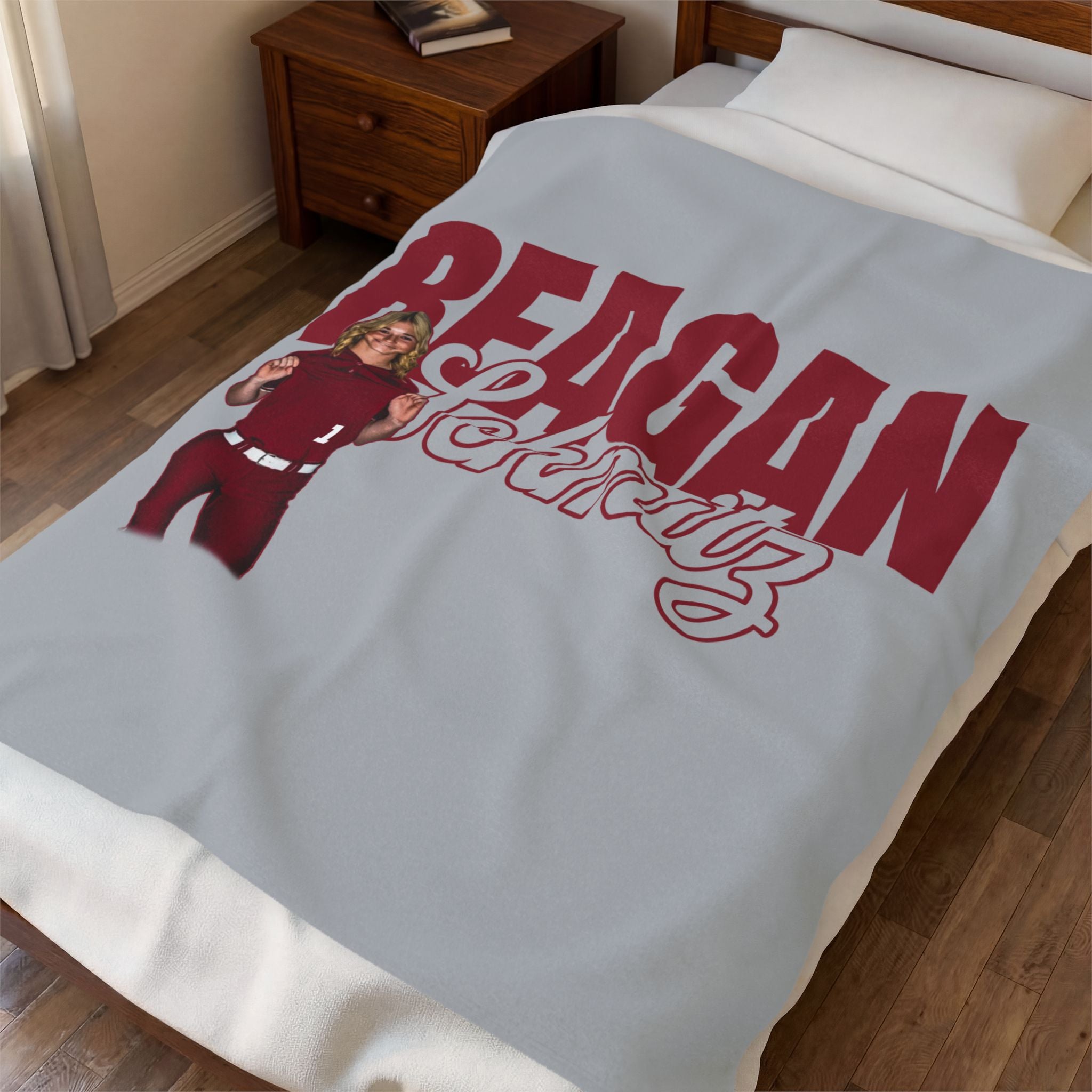 Reagan Schmitz Grey Velveteen Plush Blanket