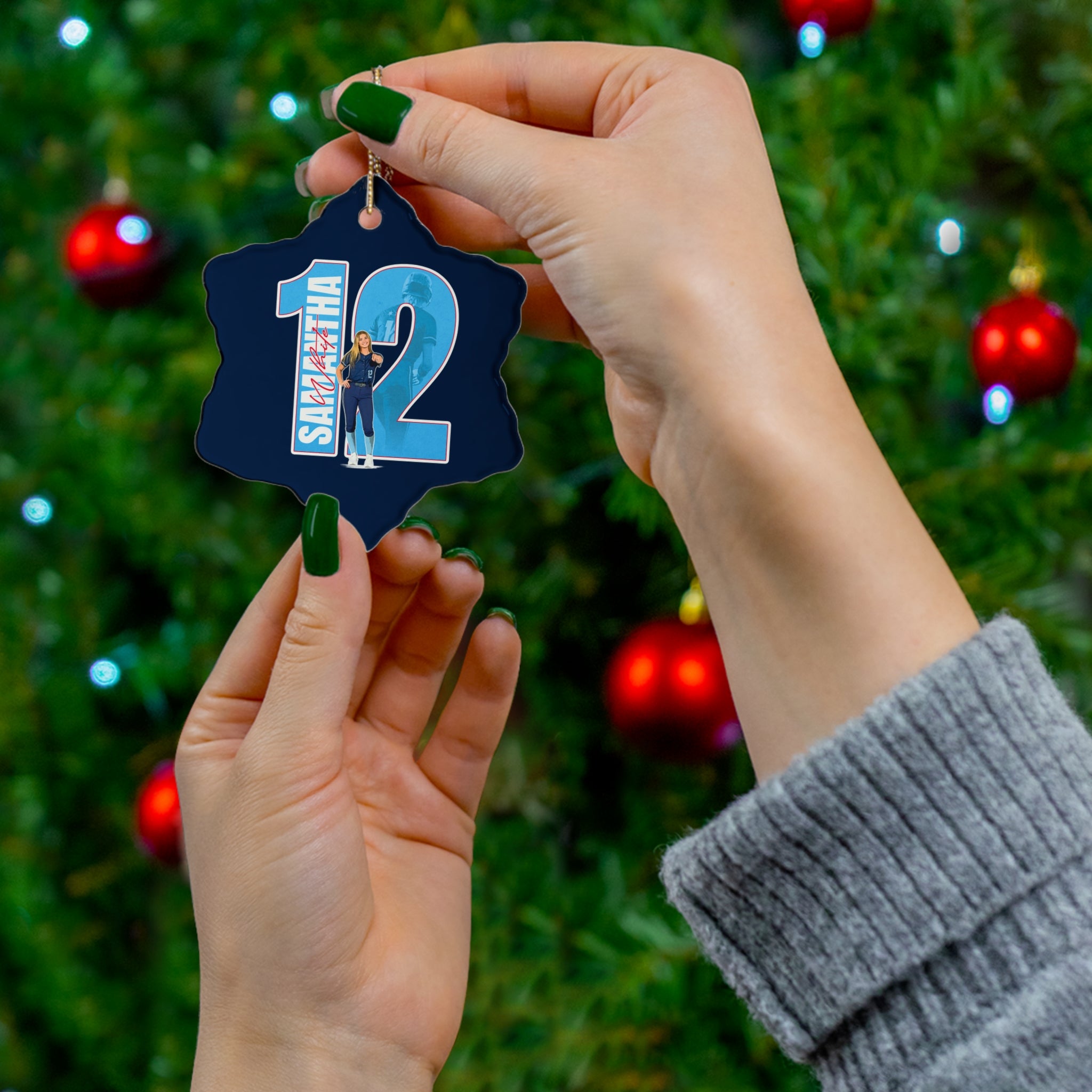 Samantha White Ceramic Ornament